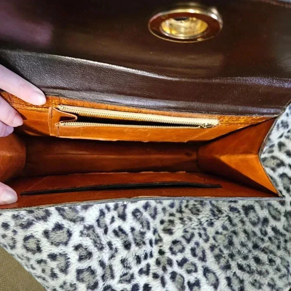 Vintage Rare Venezuelan Leather Animal Pattern Gold  Hardware Shoulder Bag - Picture 11 of 16